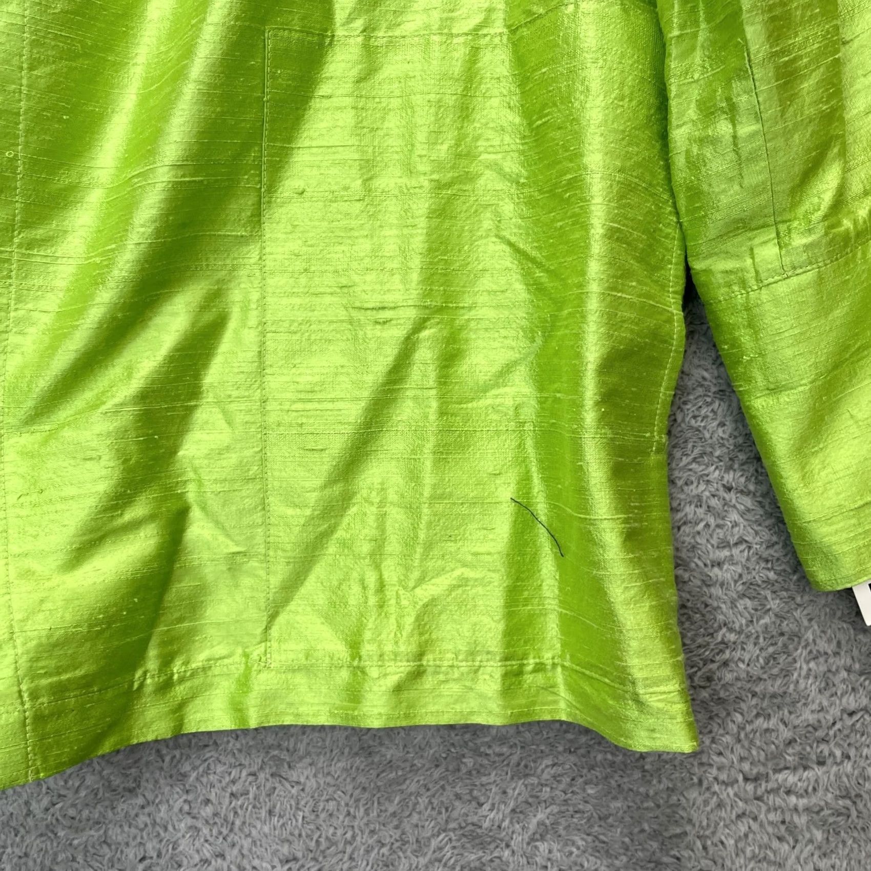 Vintage Caroline Rose Jacket Womens XL Green Silk Open Front Collared Basic Jacket Short Sleeve Casual Daywear Size XL / US 12-14 / IT 48-50 - 7 Thumbnail