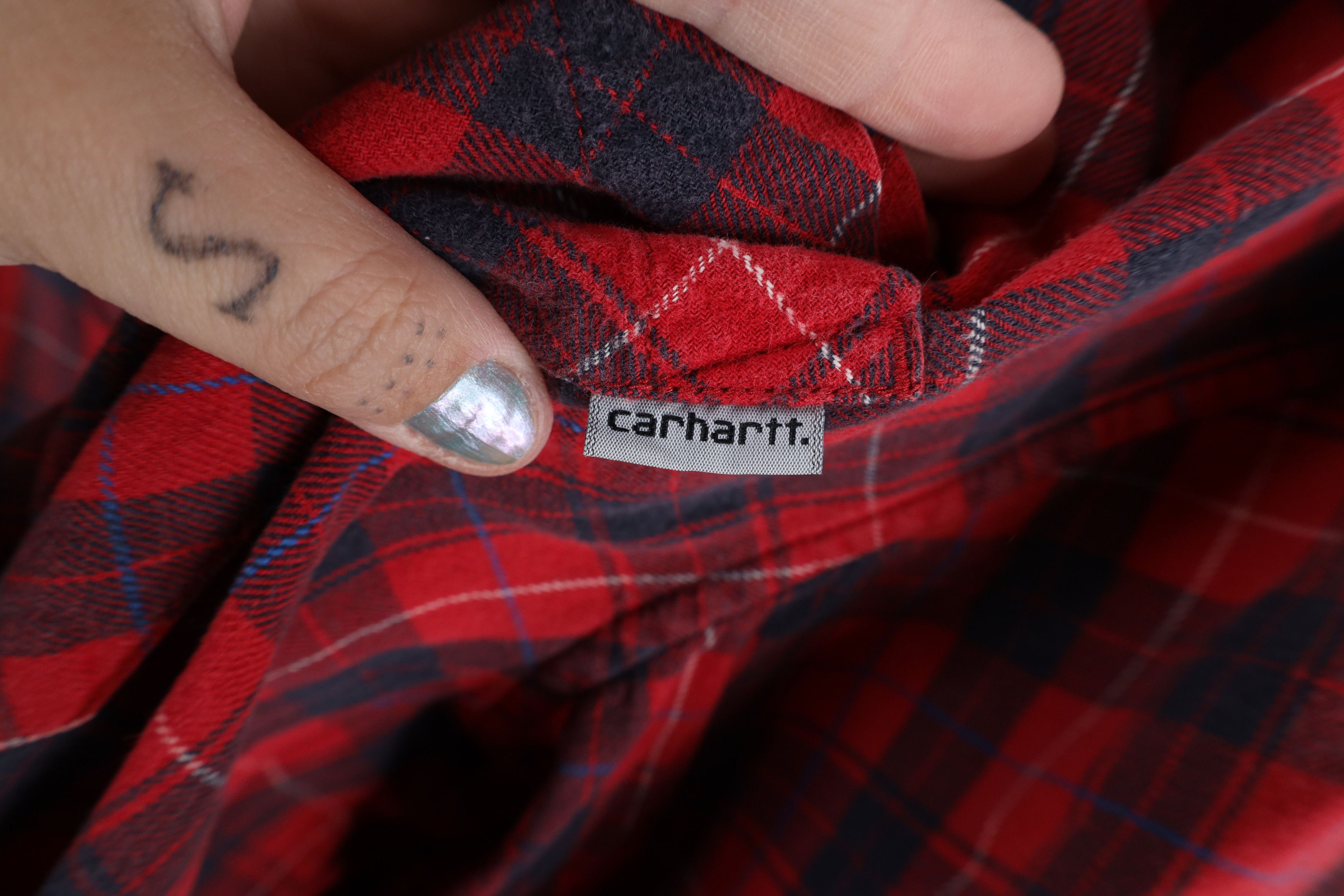 Carhartt × Vintage Vintage Carhartt Spell Out Collared Flannel Button Shirt Size US XXL / EU 58 / 5 - 5 Thumbnail