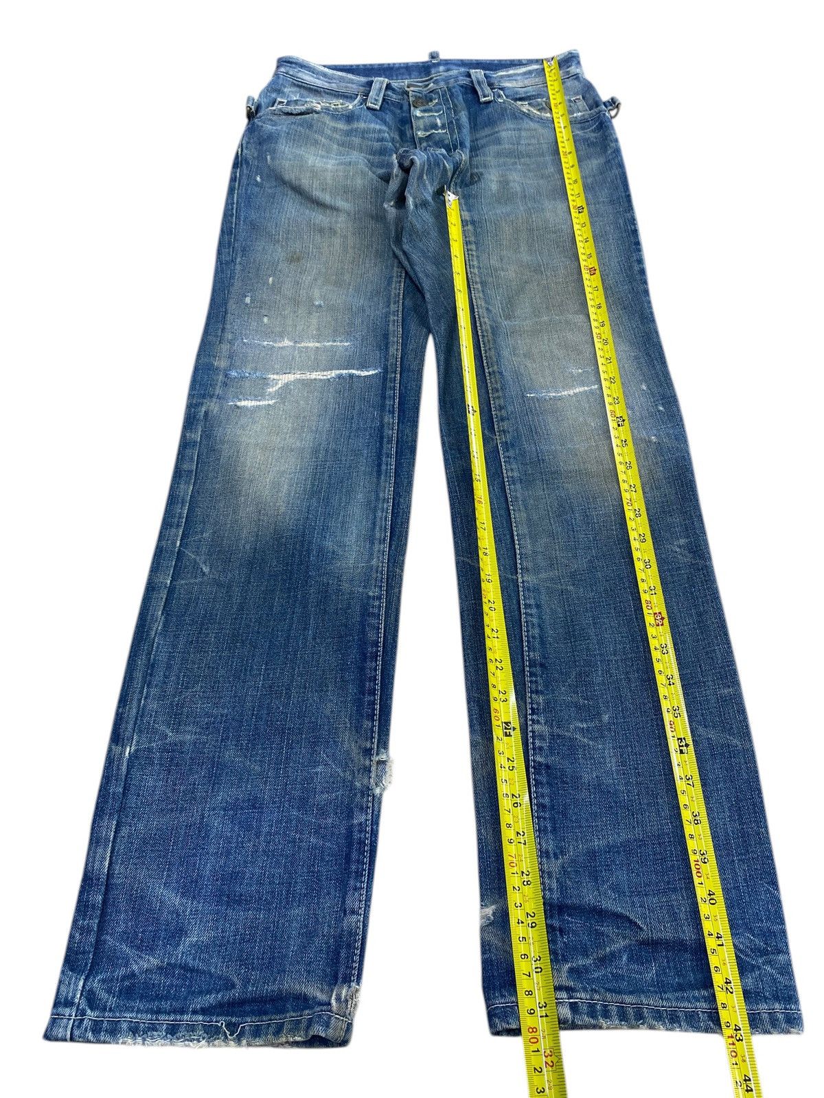 Dsquared2 Dsquared2 Vintage Whiskers Faded Wash Style Ripped Jeans Size US 31 - 7 Thumbnail
