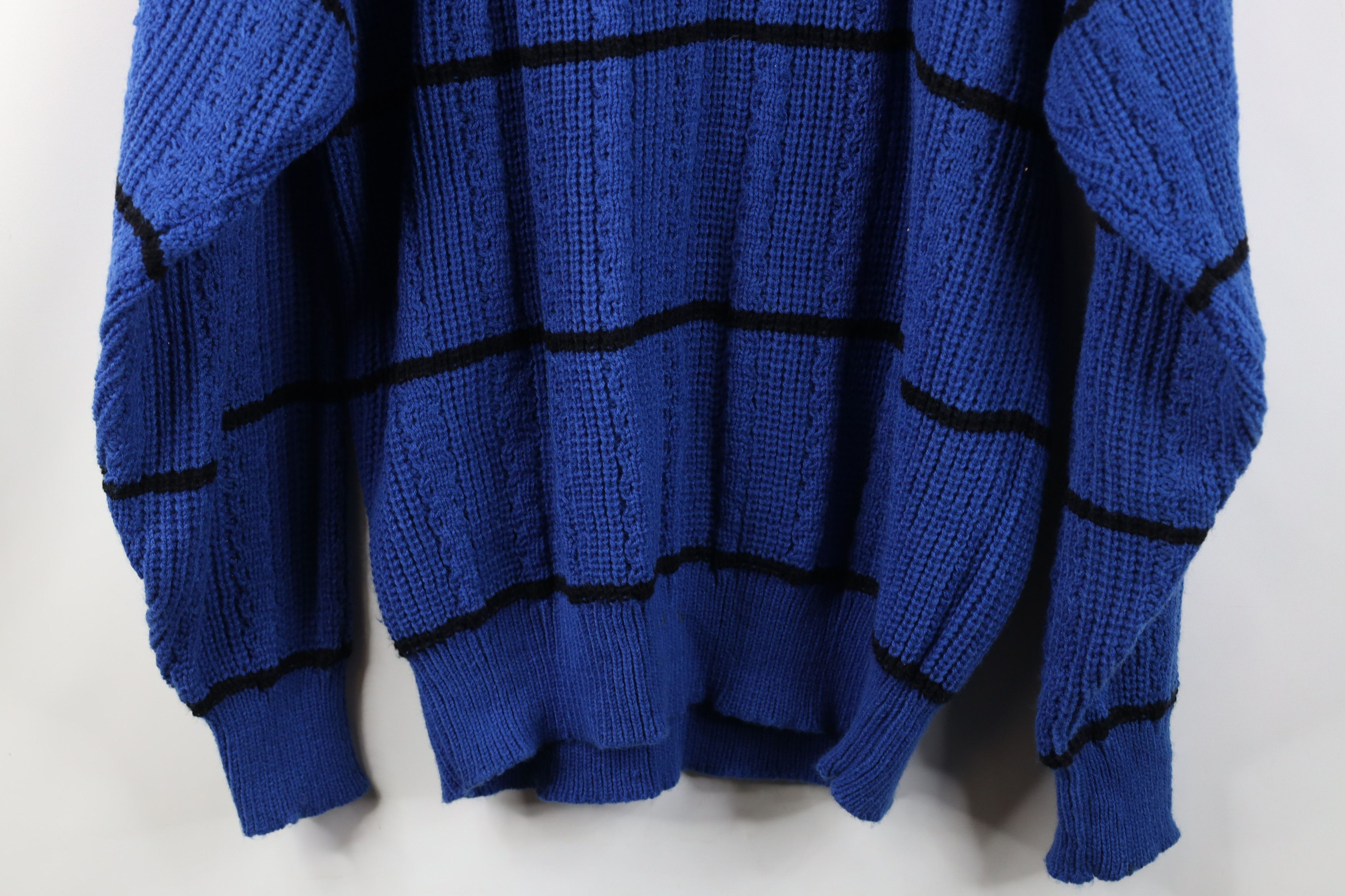 Vintage Vintage 90s Streetwear Ribbed Chunky Cable Knit Sweater Blue Size US L / EU 52-54 / 3 - 10 Thumbnail