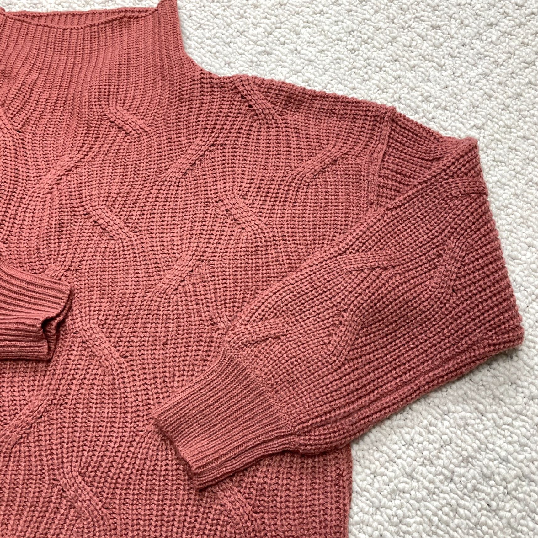 Tommy Hilfiger VINTAGE Poof Apparel Sweater Womens Large Pink Turtleneck Cable Knit Acrylic Pullover Size S / US 4 / IT 40 - 2 Thumbnail