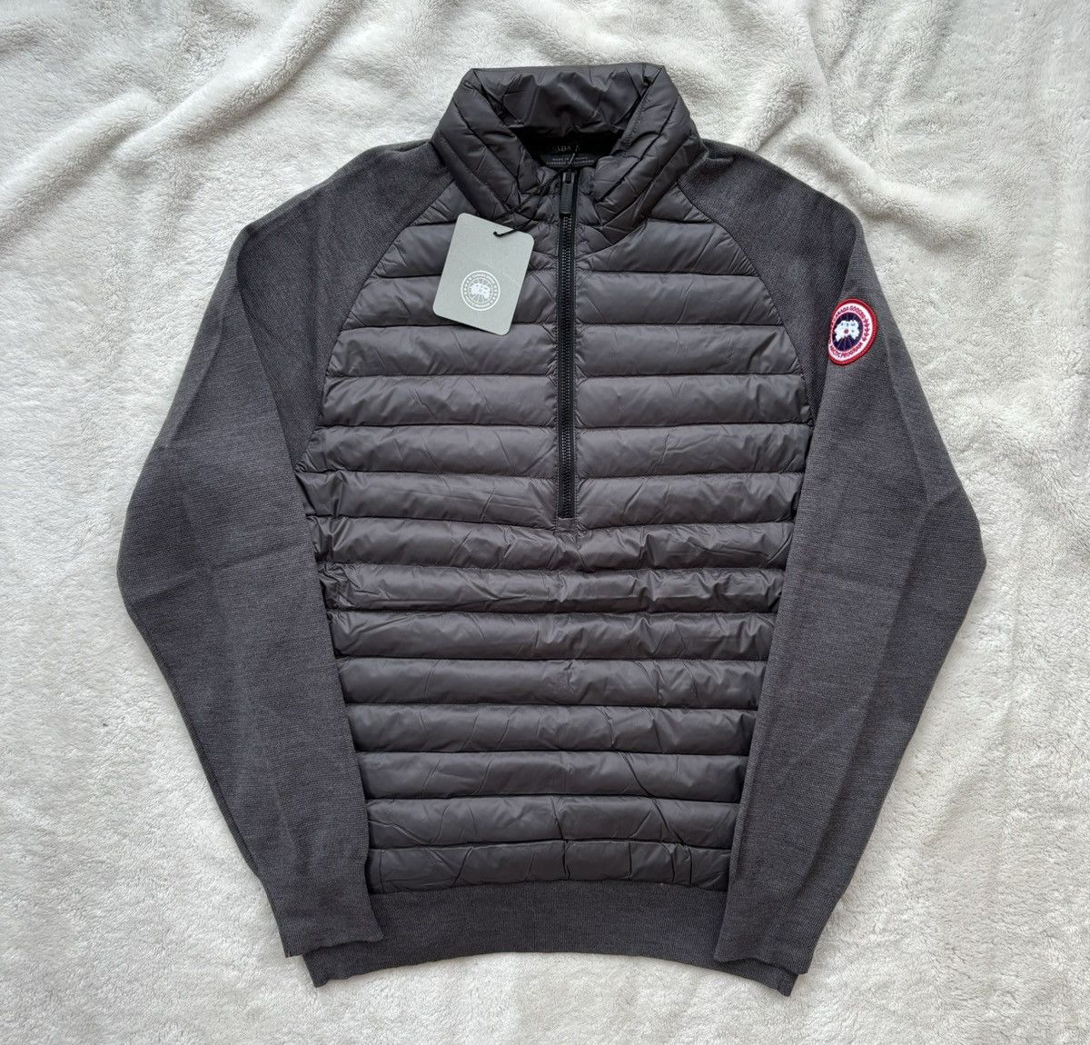 image of Canada Goose Grey Hybridge Knit Zip Sweater, Men's (Size 2XL)