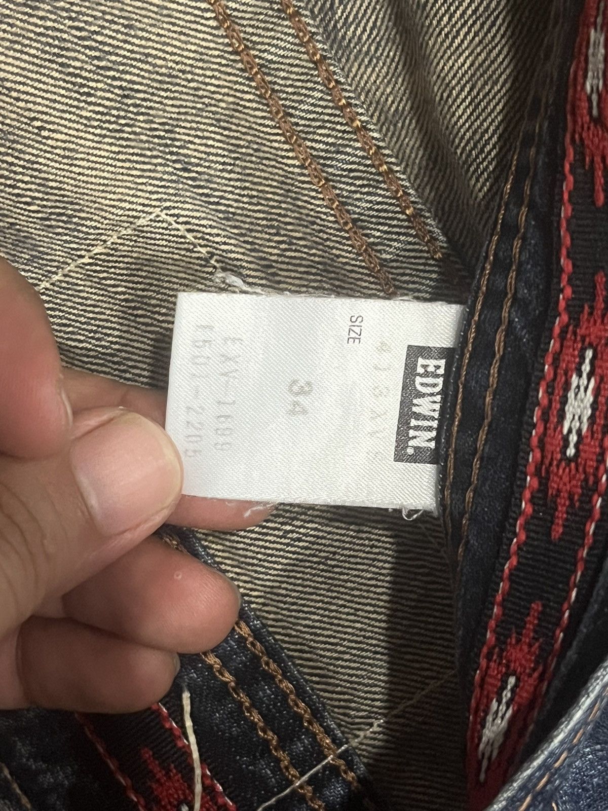Who Decides War Vintage Edwin XV Double Pocket Blue Washed Whisker Rip Jeans Size US 34 / EU 50 - 17 Thumbnail