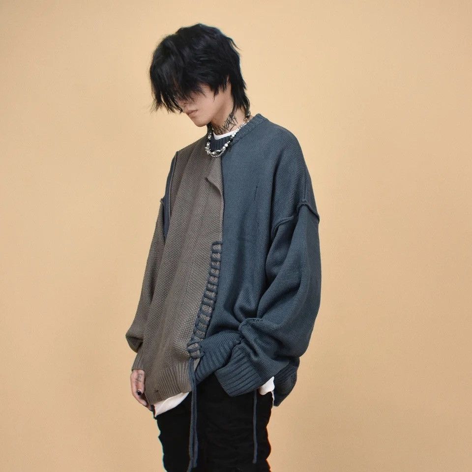 Japanese Brand × Vintage Retro punk grunge distressed patchwork knitwear sweater y2k Size US L / EU 52-54 / 3 - 2 Thumbnail