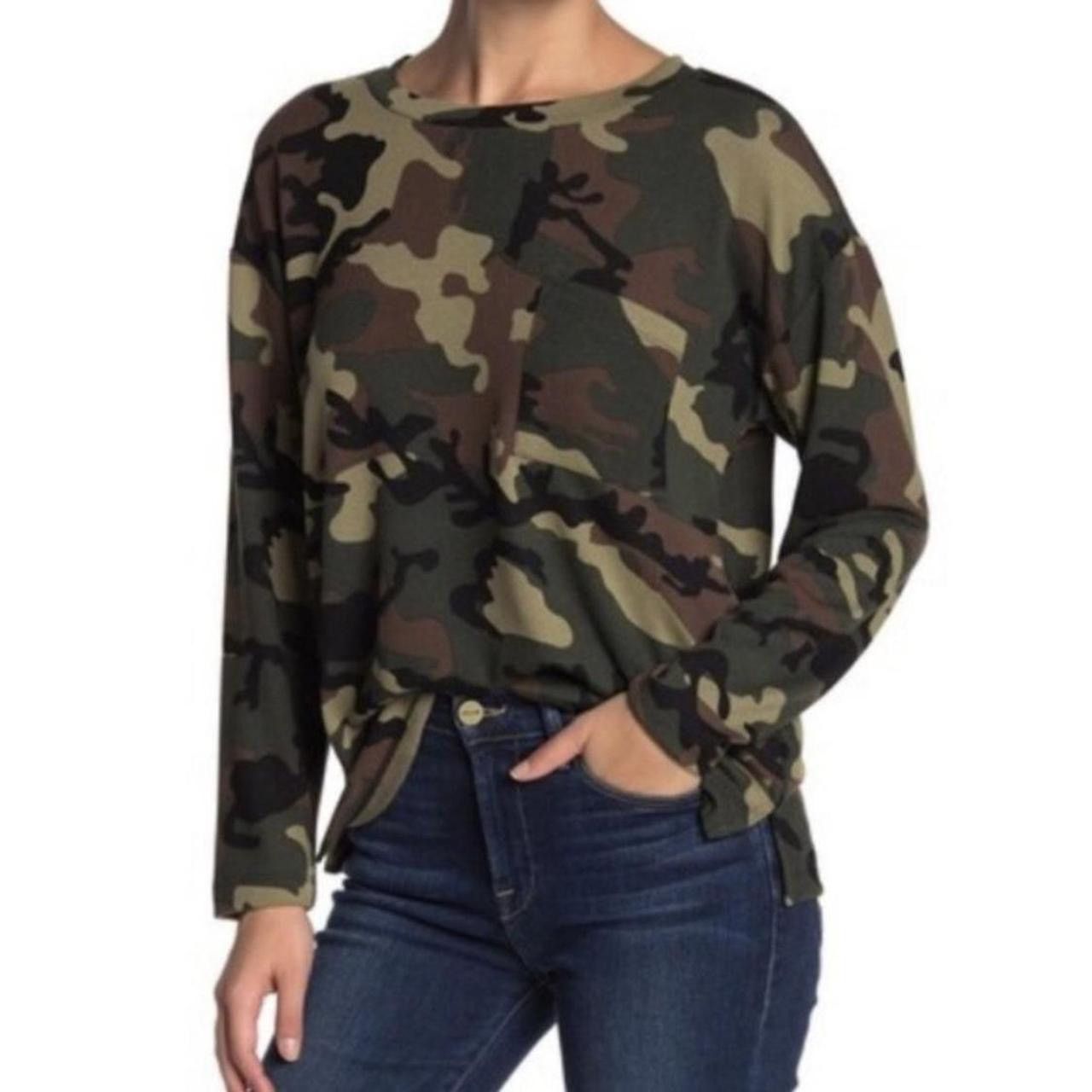 Sanctuary New Sanctuary Camo Lightweight Knit Crewneck Pocket Sweater Size S / US 4 / IT 40 - 1 Thumbnail