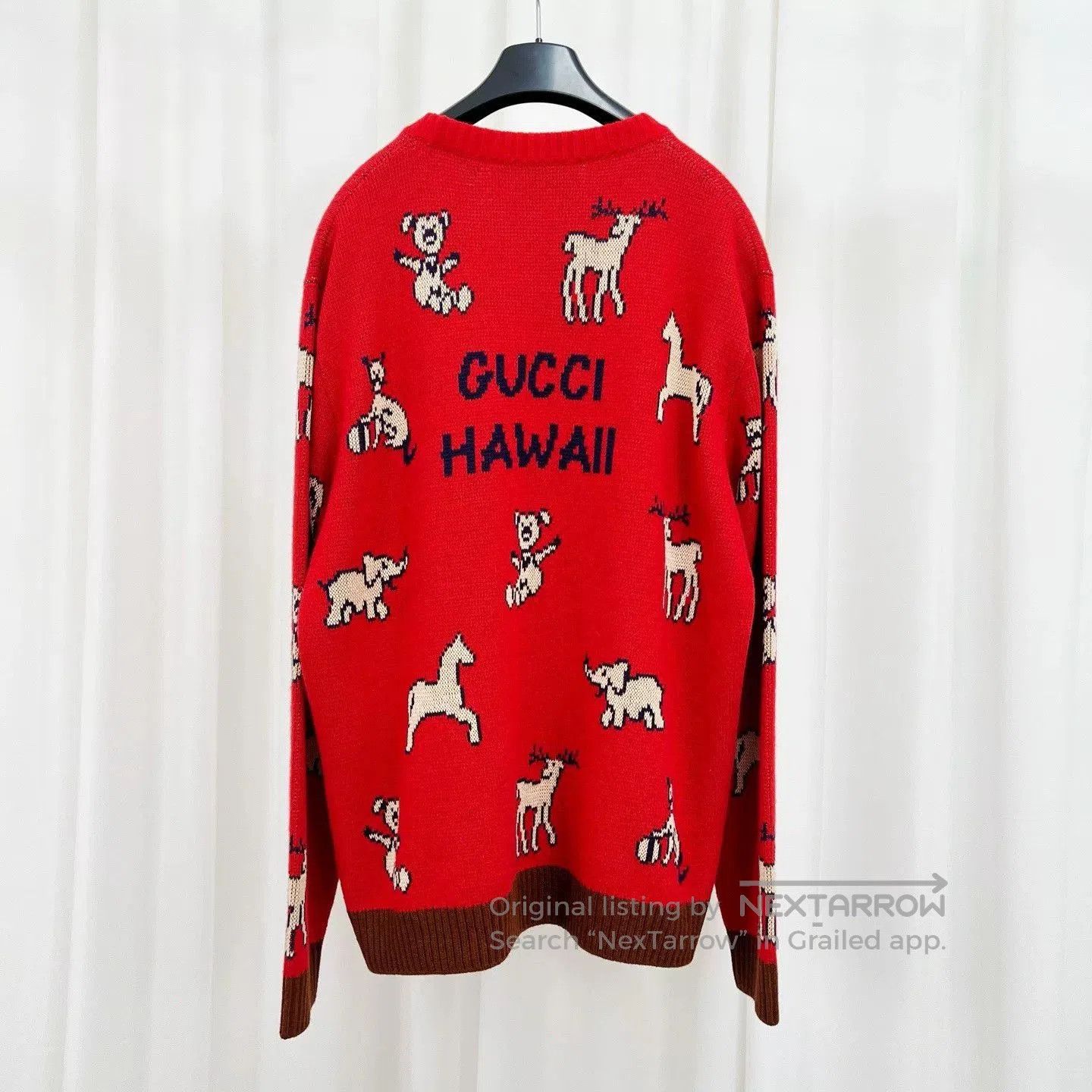 Gucci red gucci animal logo knit cardigan. Size XL / US 12-14 / IT 48-50 - 2 Thumbnail