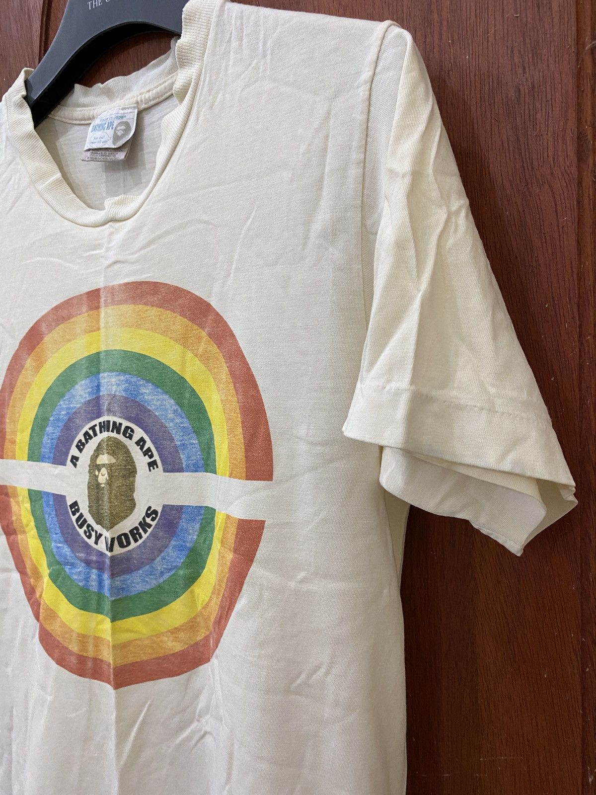 Bape Rare Vintage 90s Bathing Ape Busy Works Raibow Tee Size US M / EU 48-50 / 2 - 3 Thumbnail