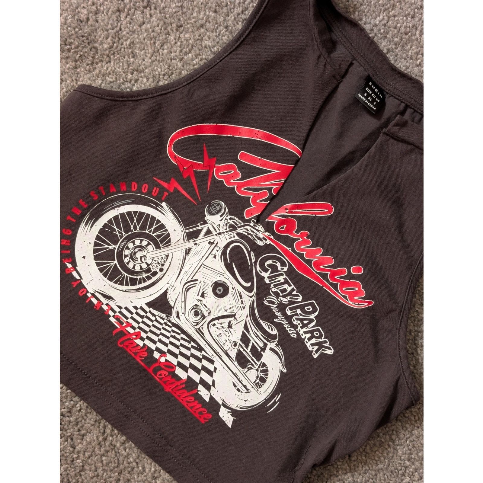 Shein Charcoal Grey Grunge Style Micro Tank by Shein | Streetwear Size S / US 4 / IT 40 - 4 Thumbnail
