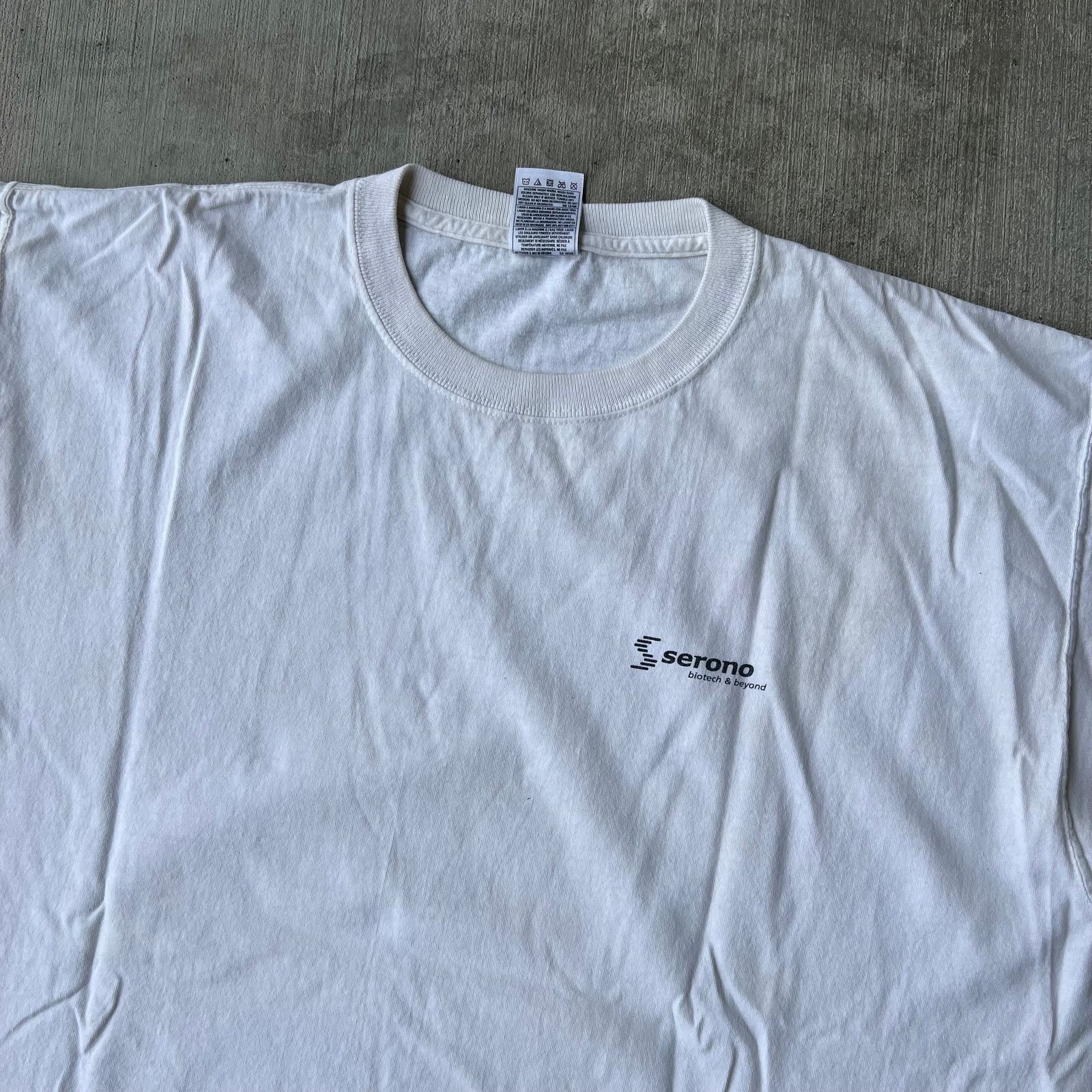 Vintage Vintage serono biotech comic strip tech white graphic shirt Size US XL / EU 56 / 4 - 6 Thumbnail