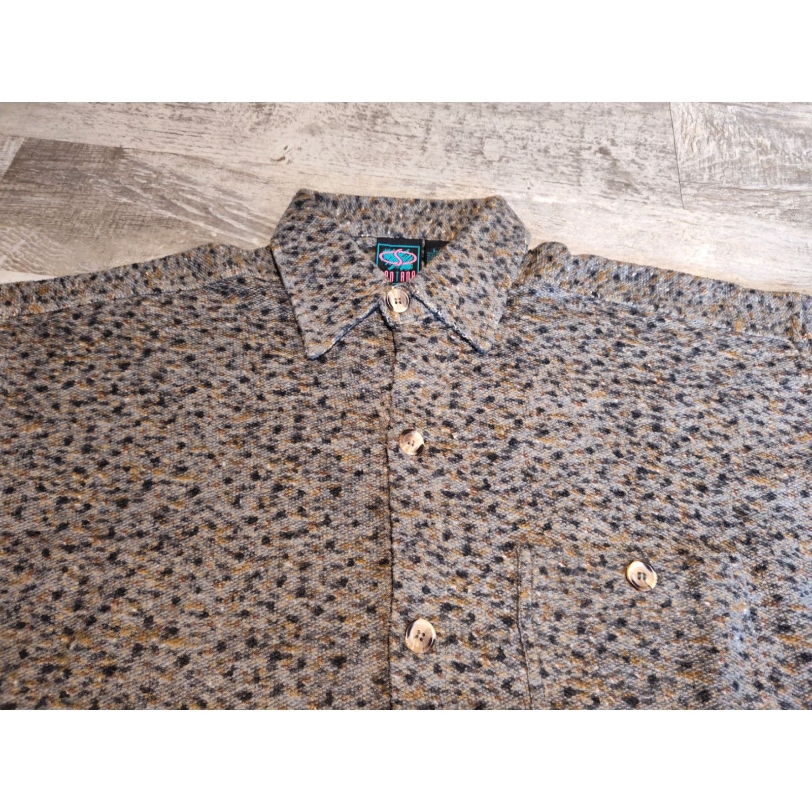 Vintage Vtg Santana Mens Snakeskin Textured Long Sleeve Button Up Shirt EUC Size L Size US L / EU 52-54 / 3 - 4 Thumbnail