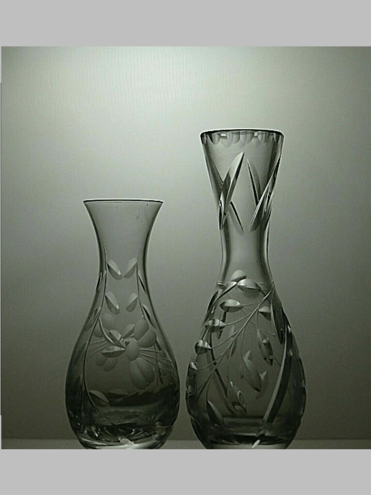 The Unbranded Brand Sterling Cut Glass Lead Crystal Set Of 2 Vases 6 1/4" Size ONE SIZE - 1 Thumbnail