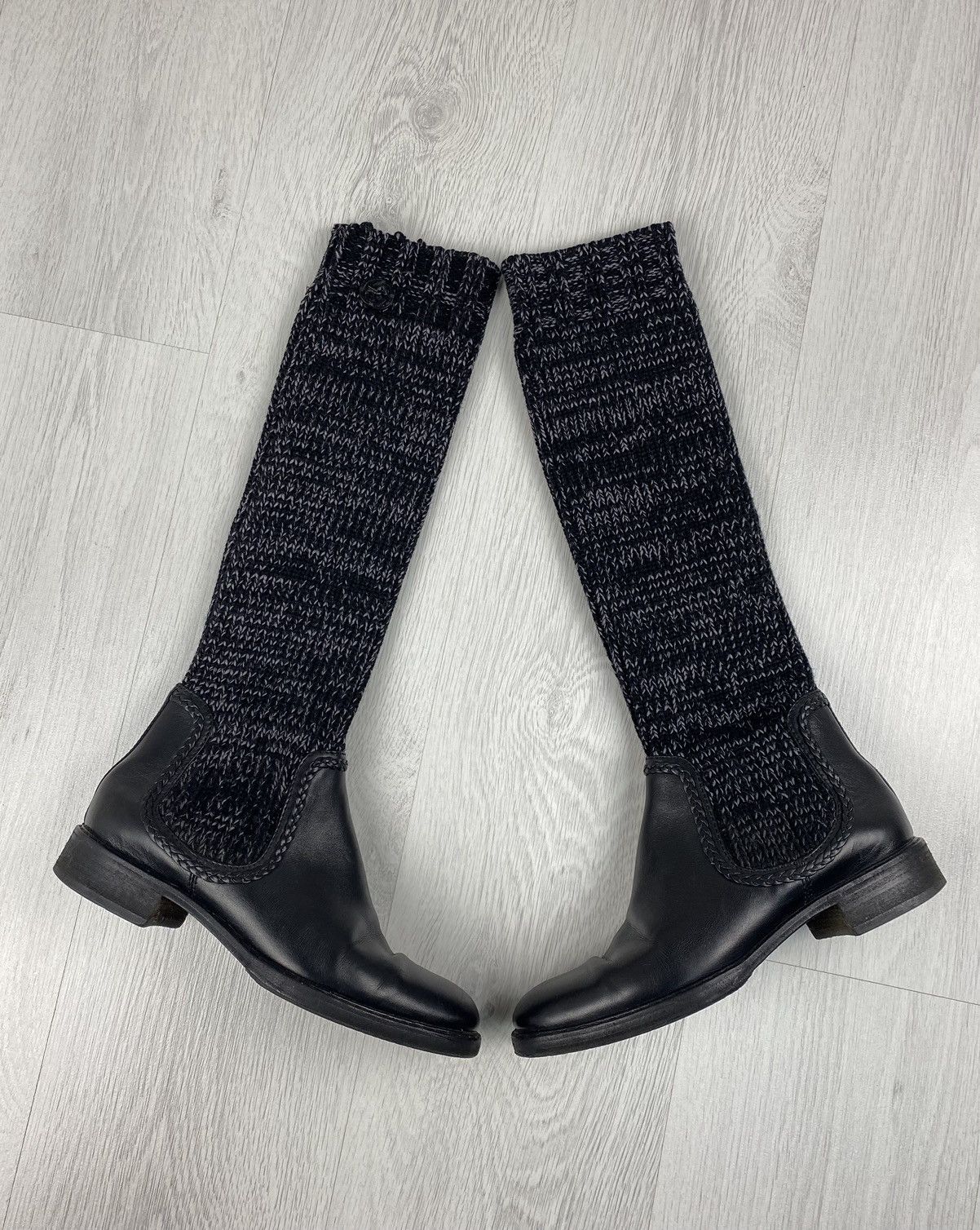 Gucci Gucci Knit Socks Leather Boots Size 37 1/2 Fendi Prada Size US 7.5 / IT 37.5 - 1 Thumbnail