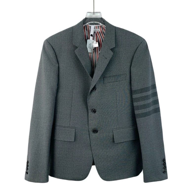 Thom Browne Thom browne Gray classic four-bar wool lapel single-breaste Size 48R - 1 Thumbnail