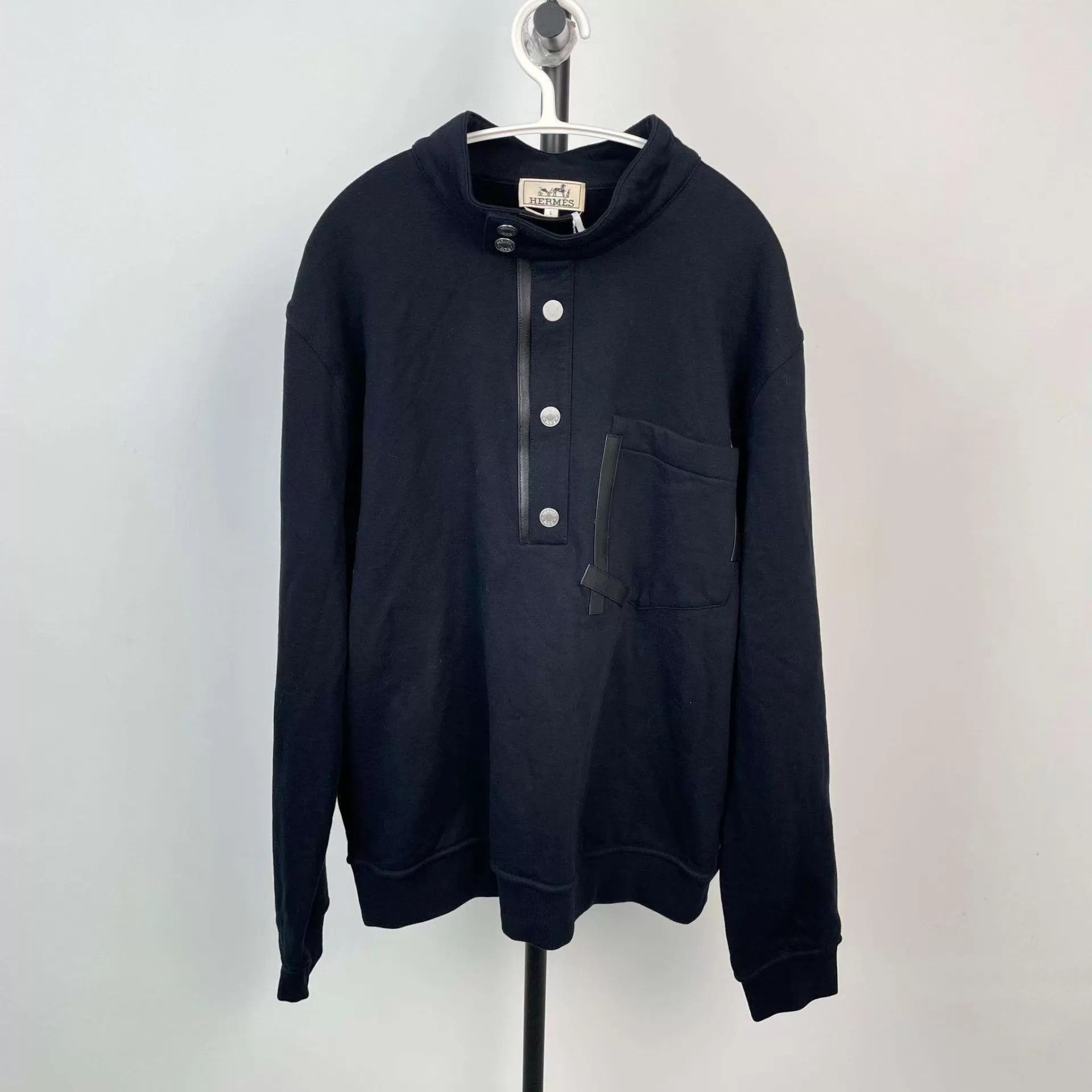 Hermes Hermès Dark Gray Fleece Stand Collar Sweatshirt Size US L / EU 52-54 / 3 - 1 Thumbnail