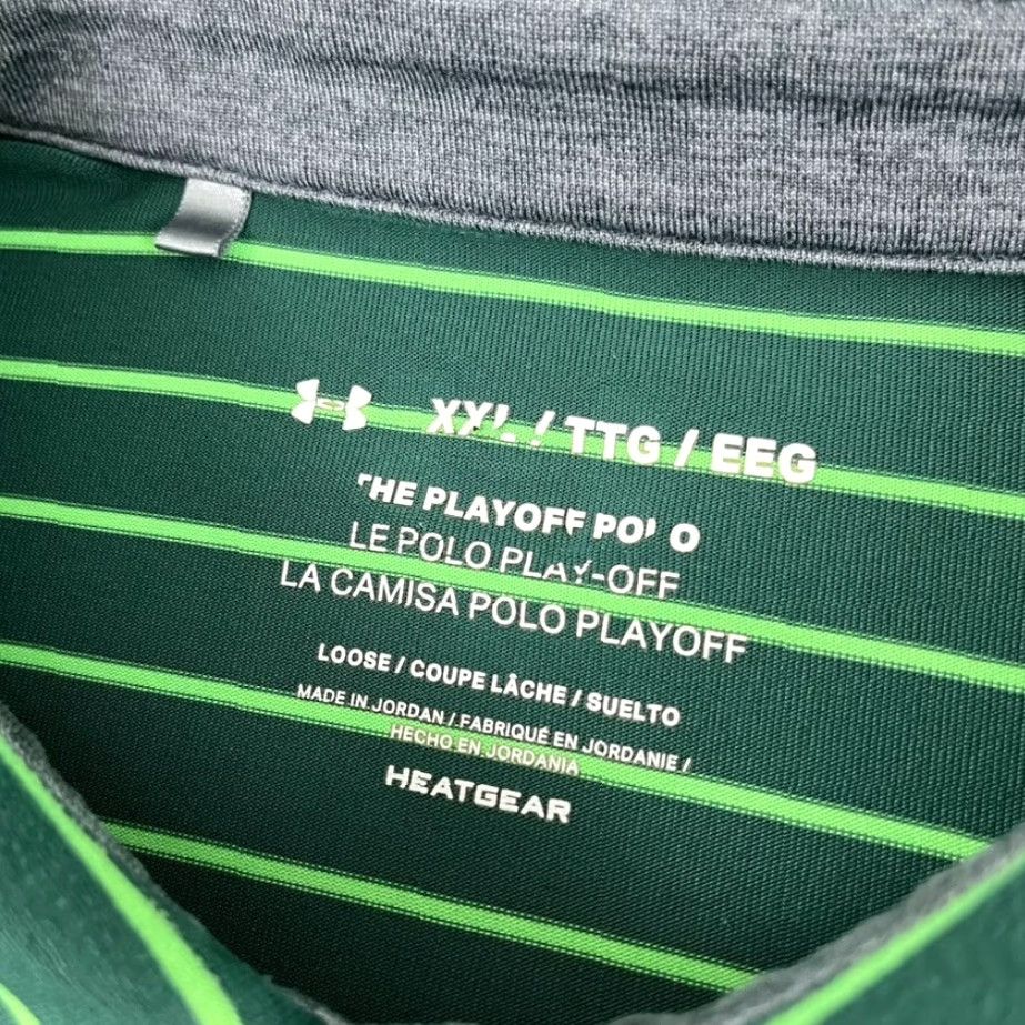Under Armour Under Armour Polo Shirt 2XL Green Striped Neon Performance Golf Sports Mens Size US XXL / EU 58 / 5 - 4 Thumbnail