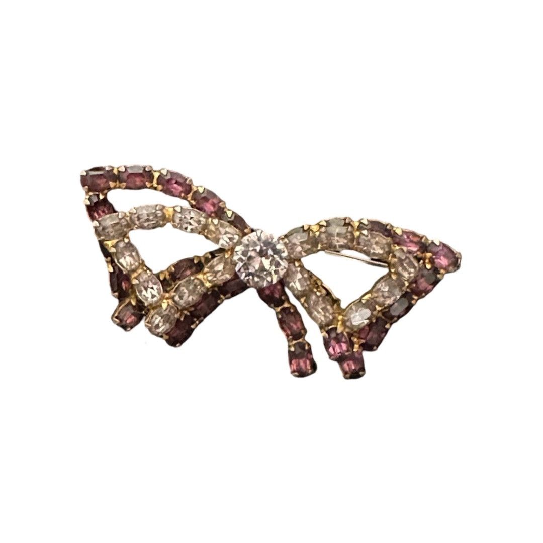 Other Vintage Purple Sapphire And Rhinestone Double Bow Brooch Size ONE SIZE - 1 Thumbnail