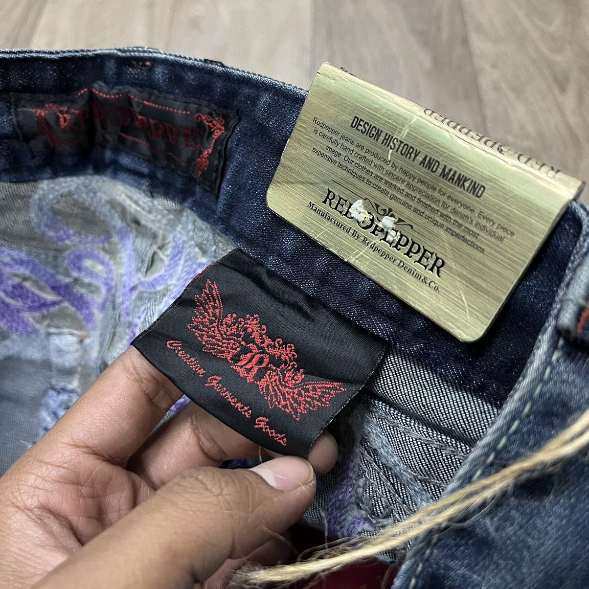 Ed Hardy × Japanese Brand Flare Jeans Red Pepper Jeans Embroidered Boot Cut Denim Size 28" / US 6 / IT 42 - 12 Thumbnail