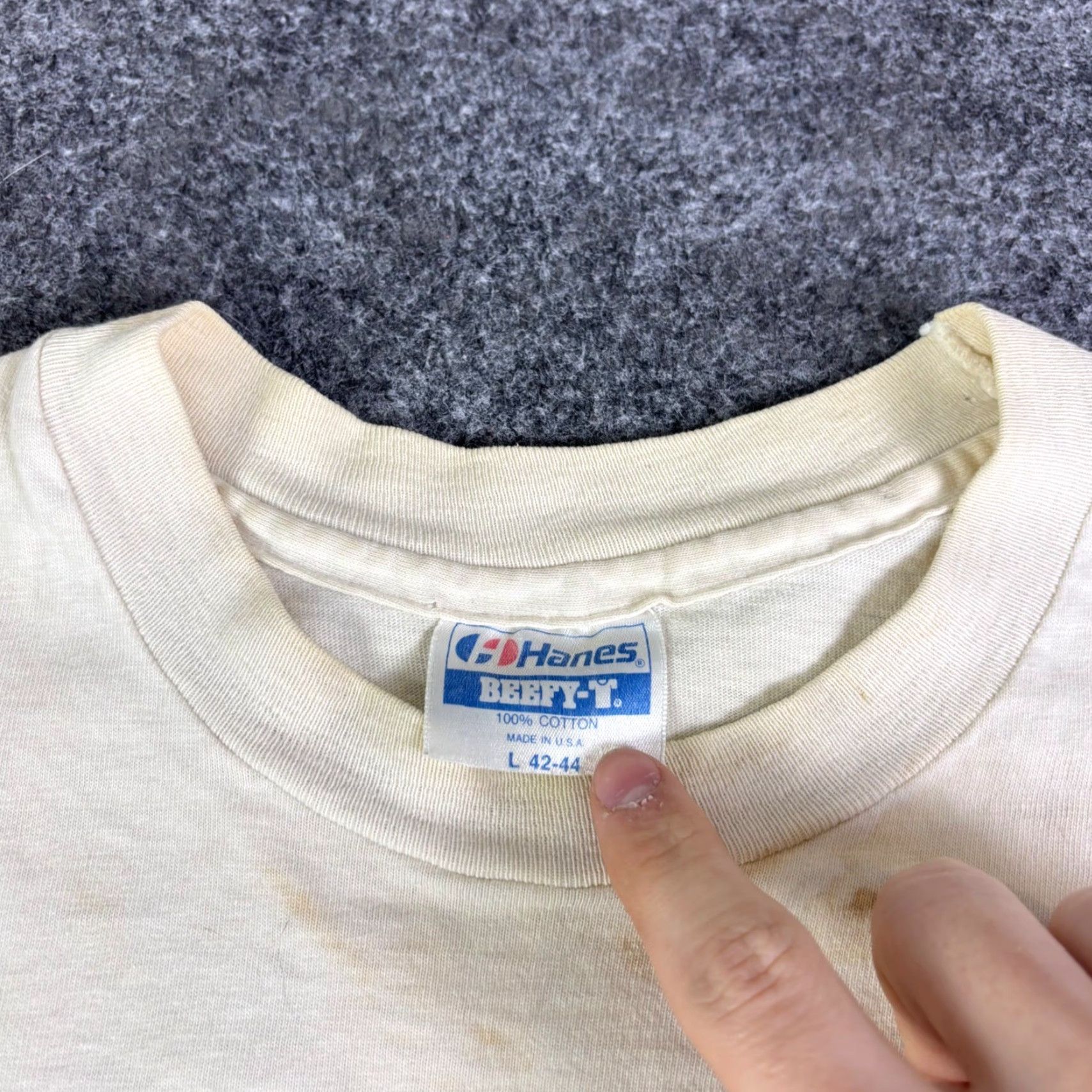 Hanes VINTAGE Rock Mr Manly Profile T-Shirt Hanes Beefy-T Single Stitch Large Size US L / EU 52-54 / 3 - 6 Thumbnail