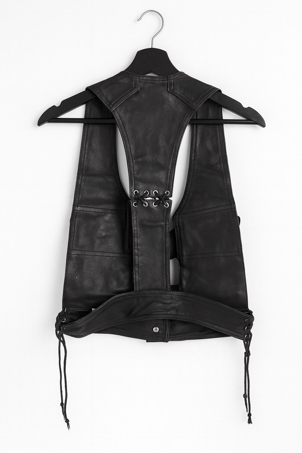 Genuine Leather Black Leather Utility Vest Bike Style Adjustable Strap Vest Size US S / EU 44-46 / 1 - 2 Thumbnail