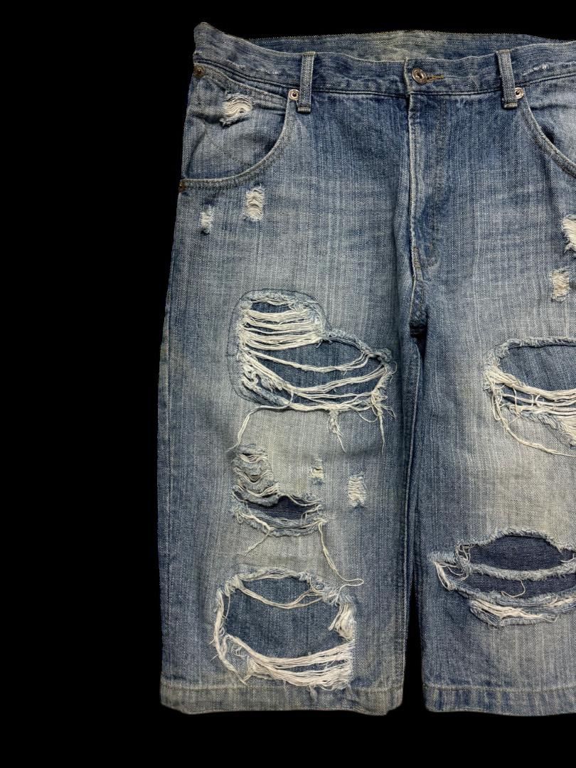 Vintage GRUNGE Insane Japanese Short Jeans Distressed Ripped Mudwash Size US 32 / EU 48 - 3 Thumbnail