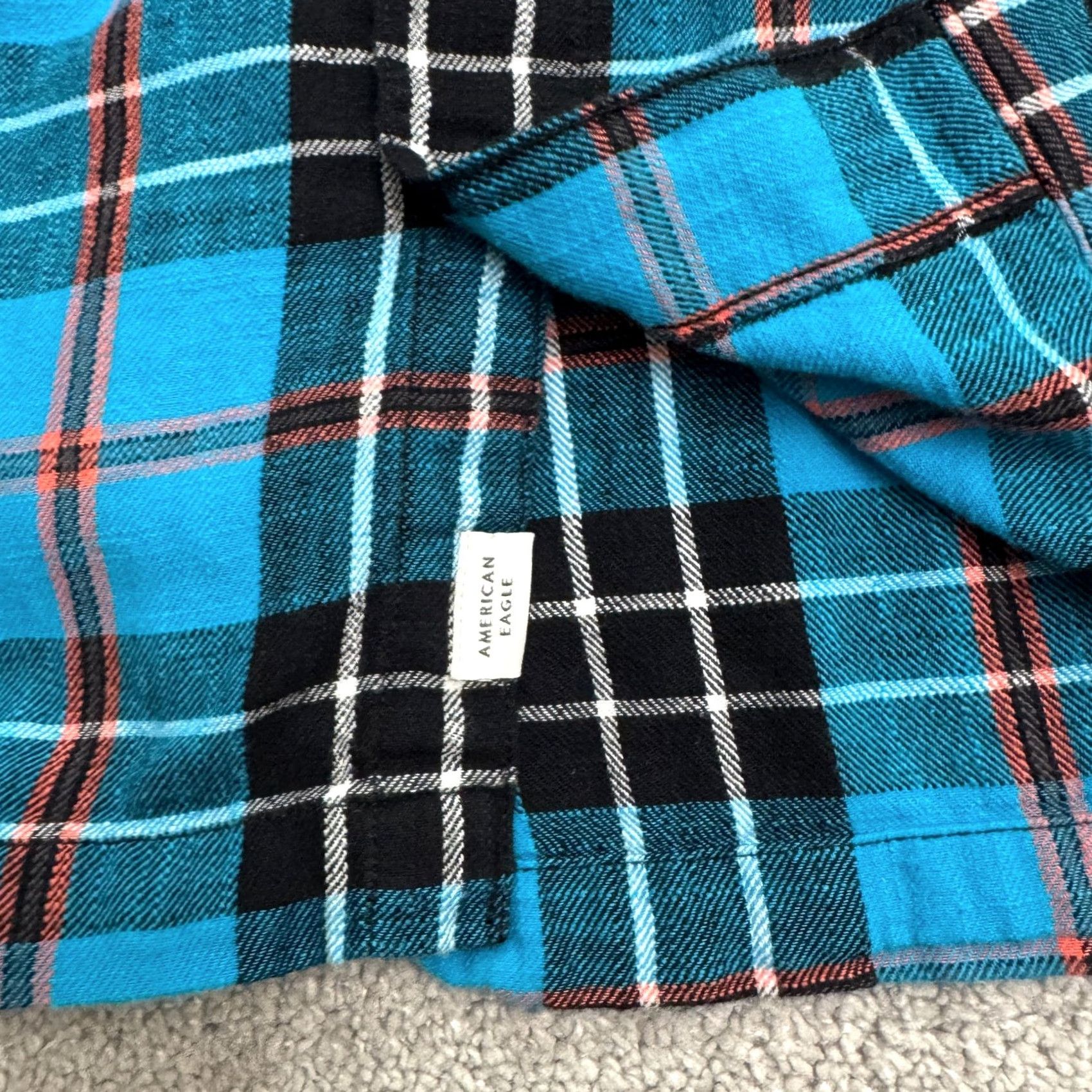 American Eagle Outfitters American Eagle Flannel Shirt Mens XL Blue Black Plaid Long Sleeve Button-Up Cotton Casual Size US XL / EU 56 / 4 - 3 Thumbnail