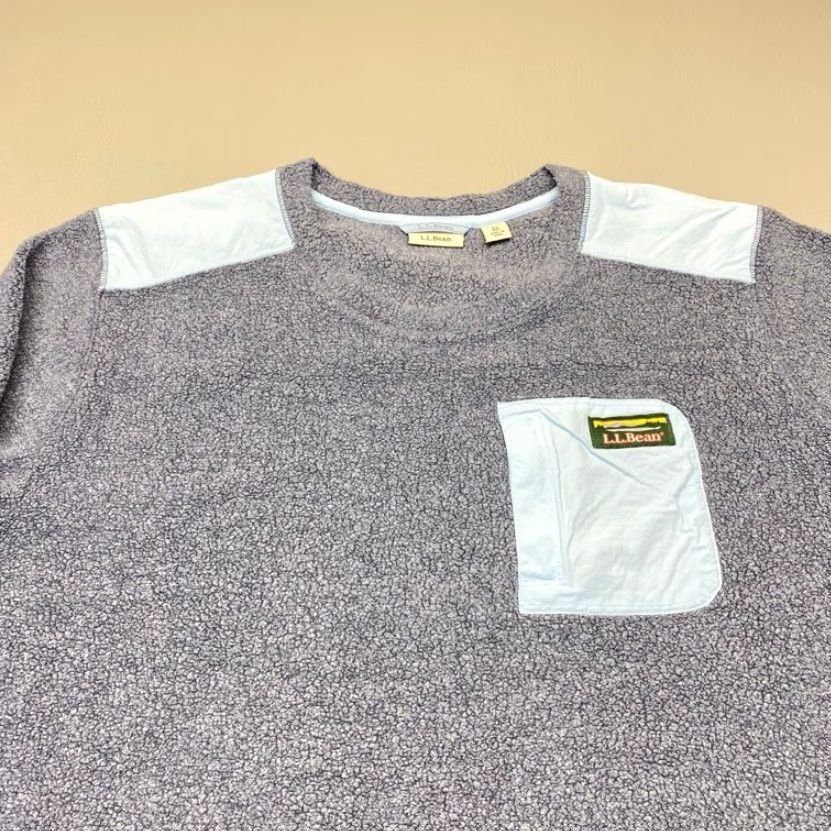 Vintage LL Bean Sweater Shirt 518497 Womens XL Tumbled Sherpa Crew Fleece Pullover Blue Size XL / US 12-14 / IT 48-50 - 7 Thumbnail