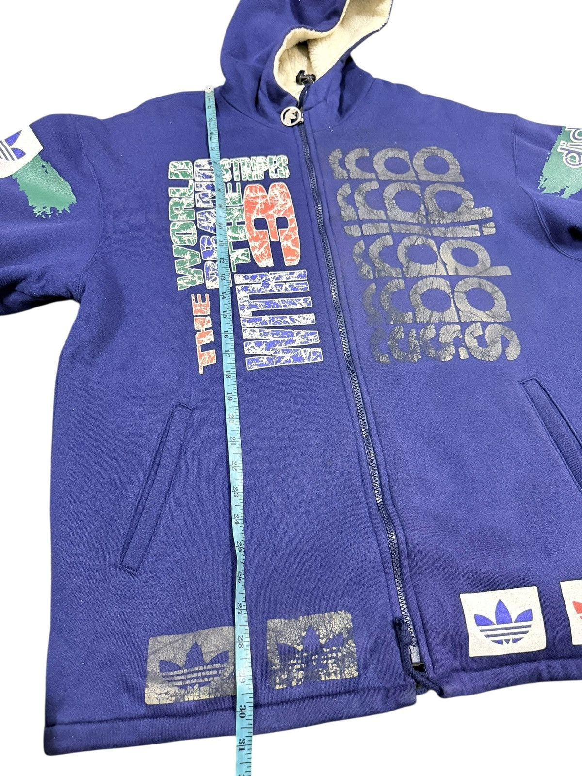 Adidas Vtg🔥90’s Adidas Ovp Logo Zipper Hoddie Sherpa Linning Jacket Size US M / EU 48-50 / 2 - 20 Thumbnail