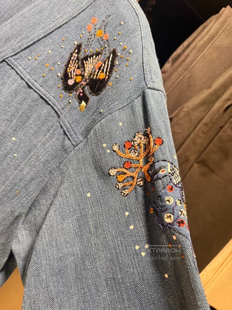 Valentino Valentino Embroidered butterfly denim jacket Size XL / US 12-14 / IT 48-50 - 4 Thumbnail