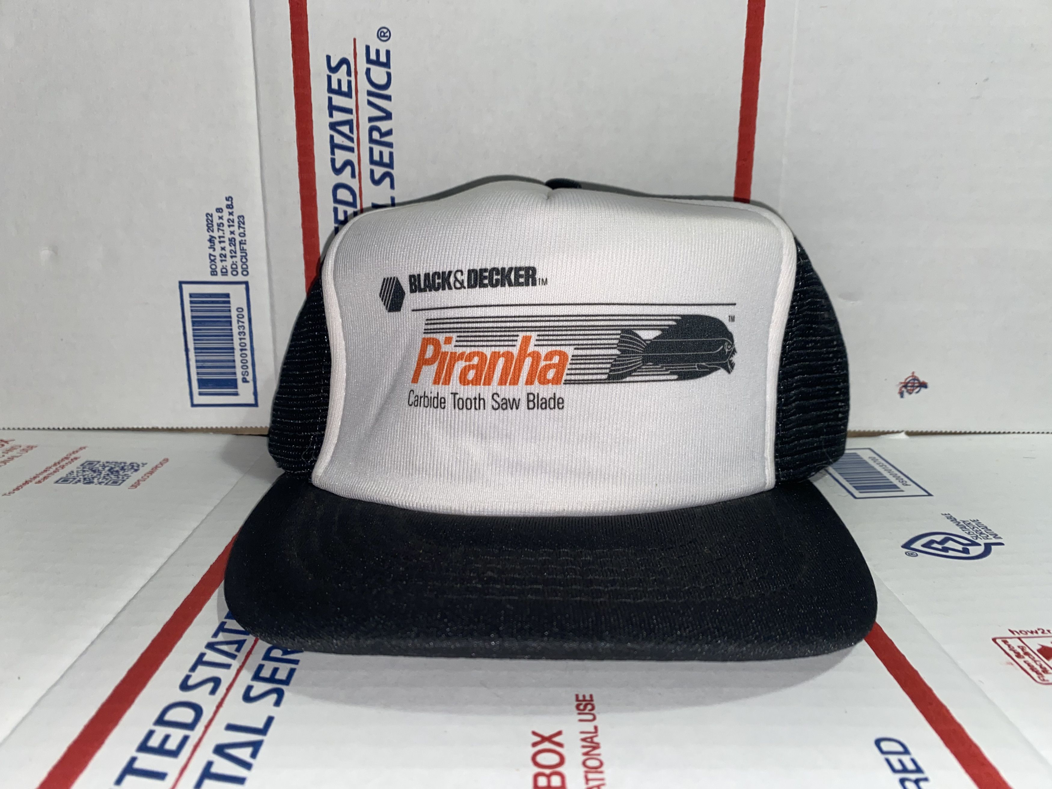 Vintage vtg Black & Decker Piranha Carbide Saw Blade trucker Hat Cap Size ONE SIZE - 1 Thumbnail