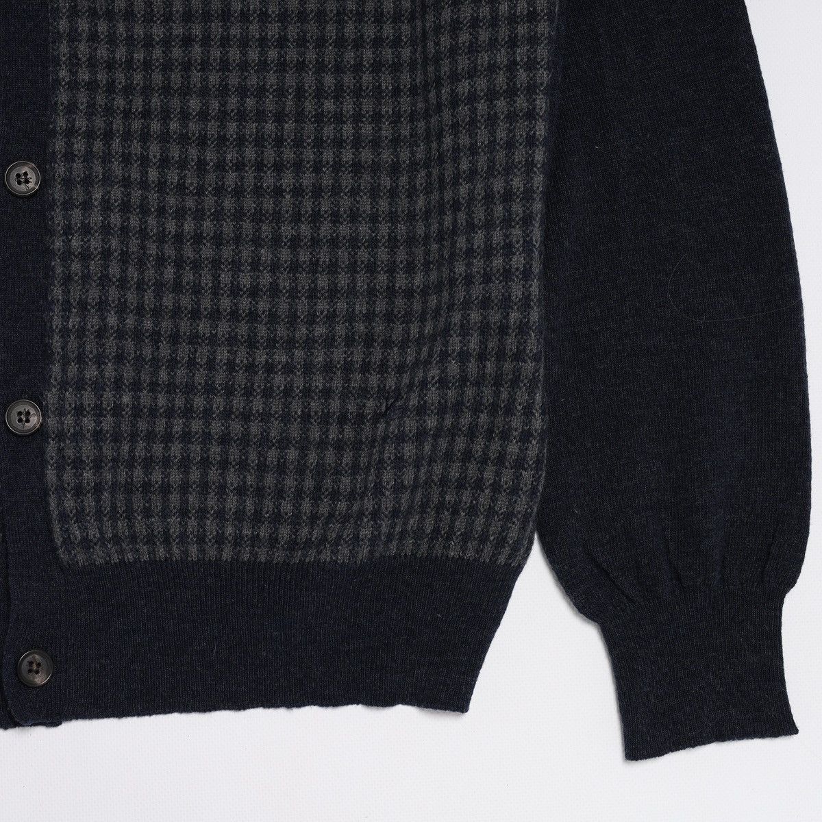 Isaia Isaia Napoli Wool Cashmere Plaid Check Navy Cardigan Sweater Size US XL / EU 56 / 4 - 4 Thumbnail