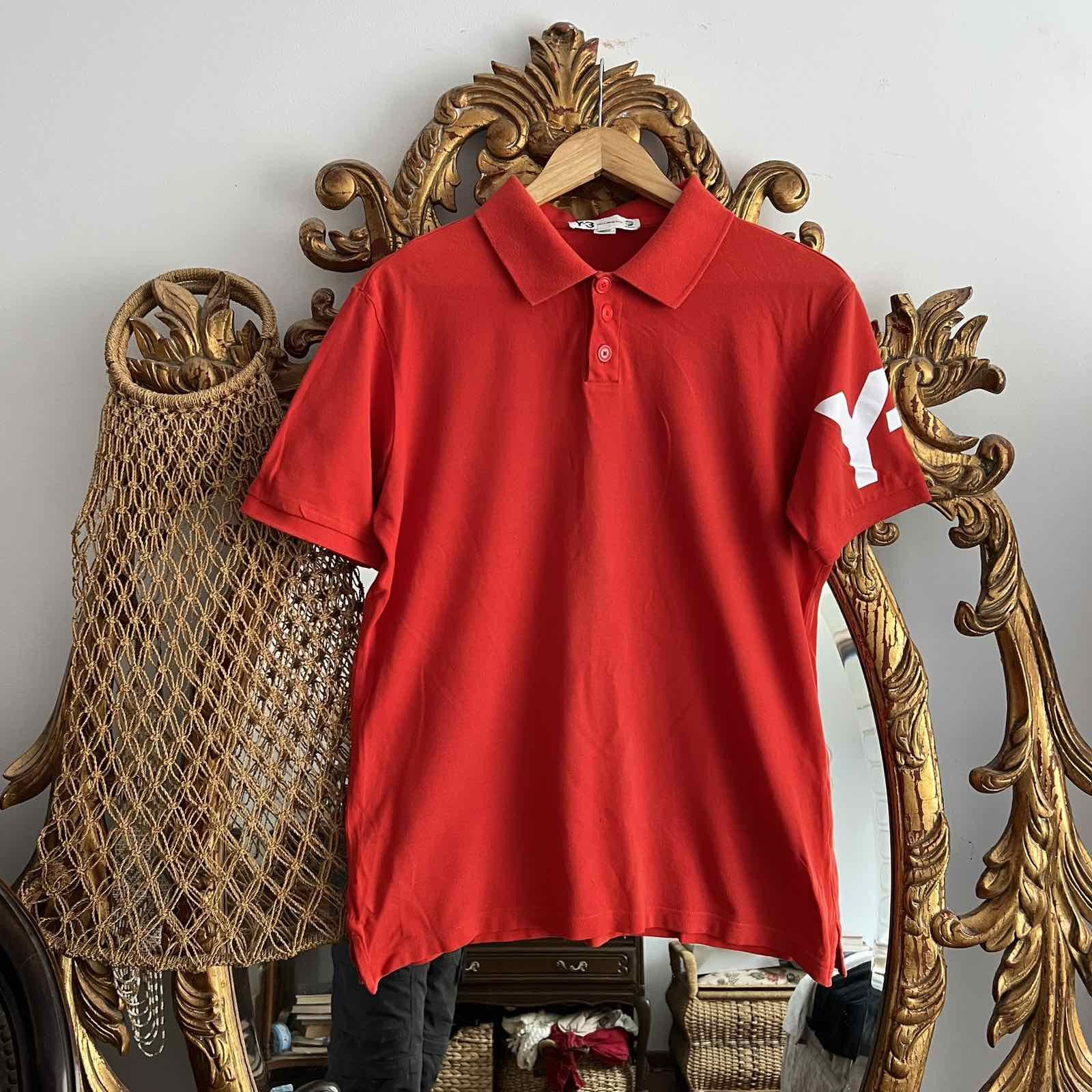 adidas y-3 yohji yamamoto polo red t shirt Sz L