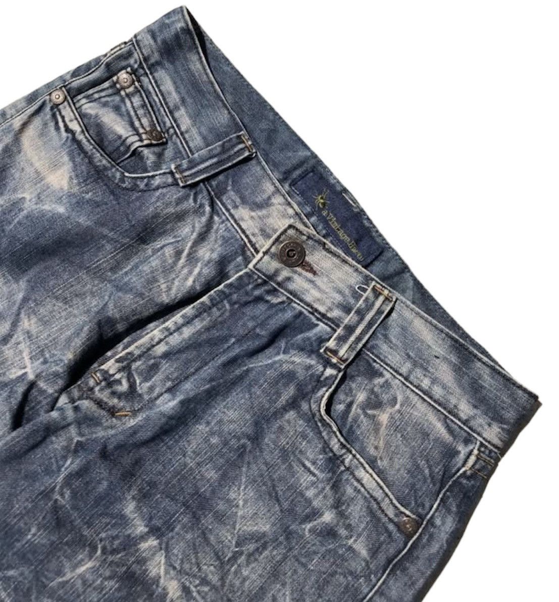 Isaac Sellam Experience A hwan Blue buckleback Wide Jeans Size US 33 - 3 Thumbnail