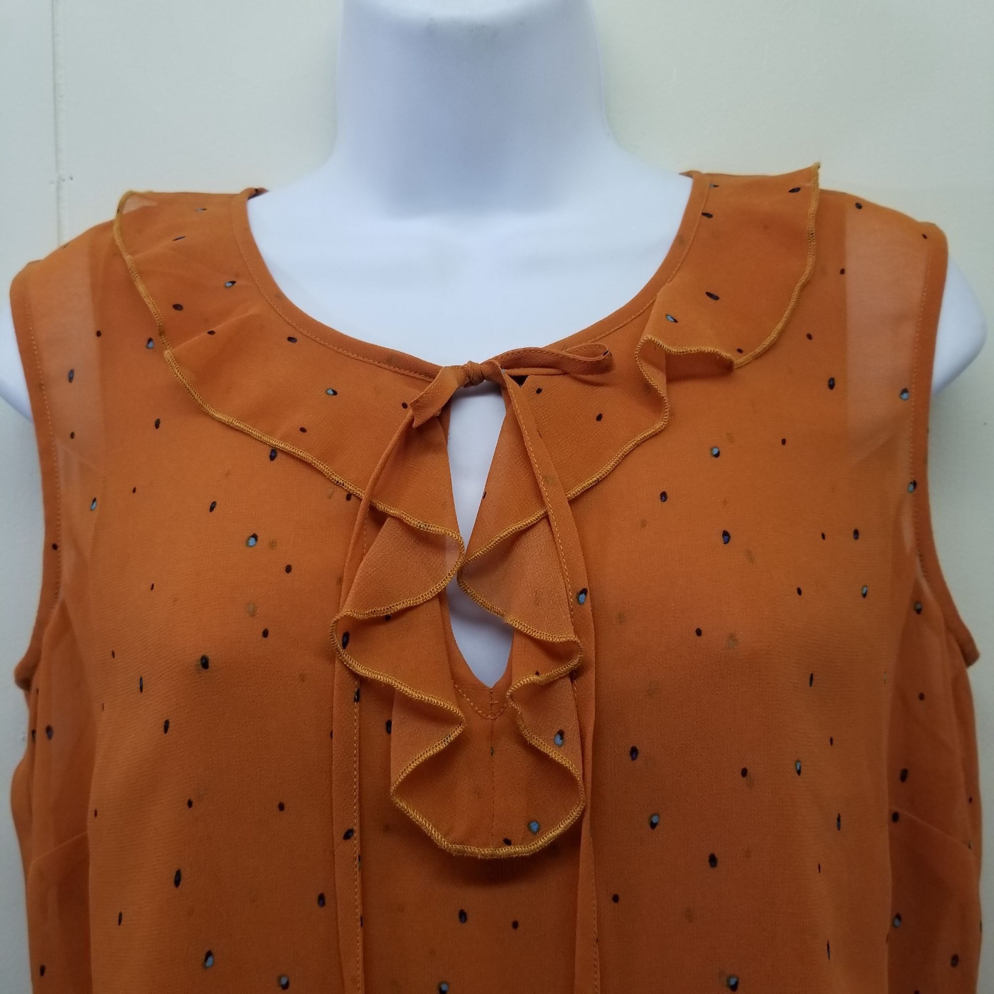 Other CAbi S Orange Sheer Sleeveless Ruffle Top Shirt SPRINKLE 376 Size S / US 4 / IT 40 - 5 Thumbnail