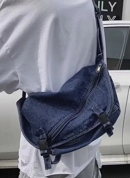 VIBE Denim messenger shoulder bag with zip y2k vtg Size ONE SIZE - 7 Thumbnail