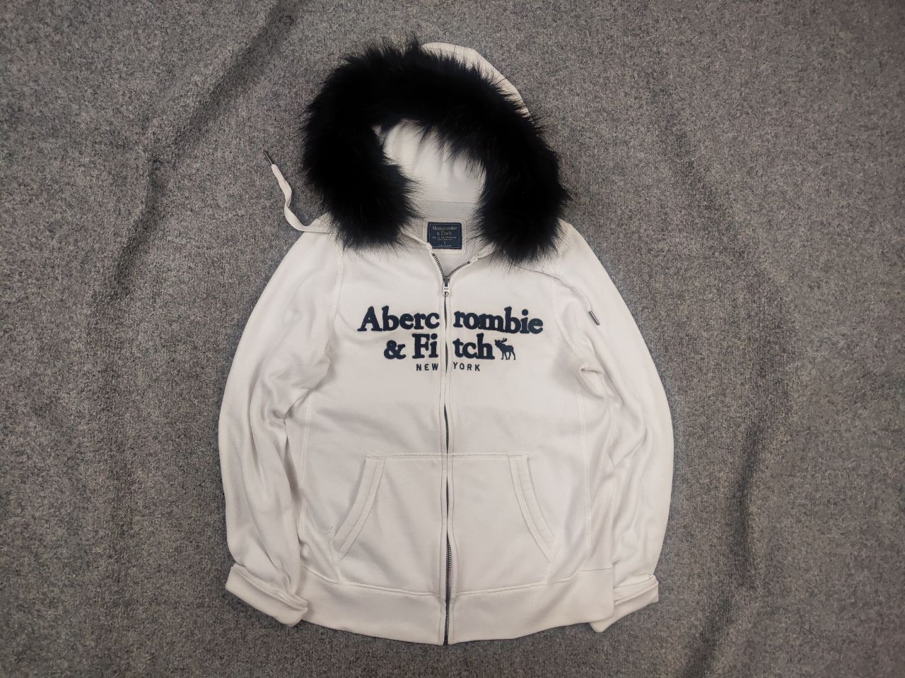 Abercrombie & Fitch 2000s Y2K Abercrombie & Fitch Fur Hood Zip