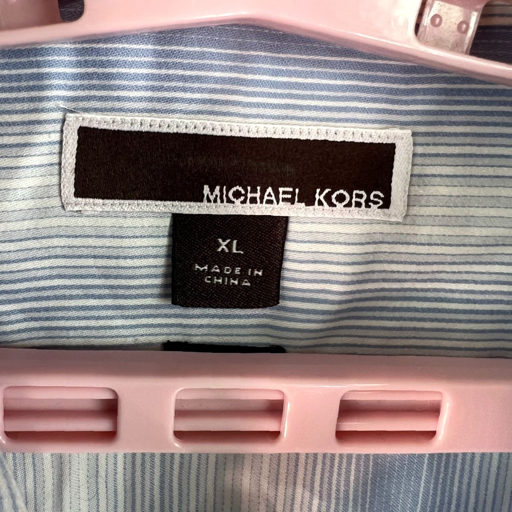 Michael Kors Michael Kors Striped Long Sleeve Spread Collar Mens Size XL Blue White Shirt Size US XL / EU 56 / 4 - 4 Thumbnail