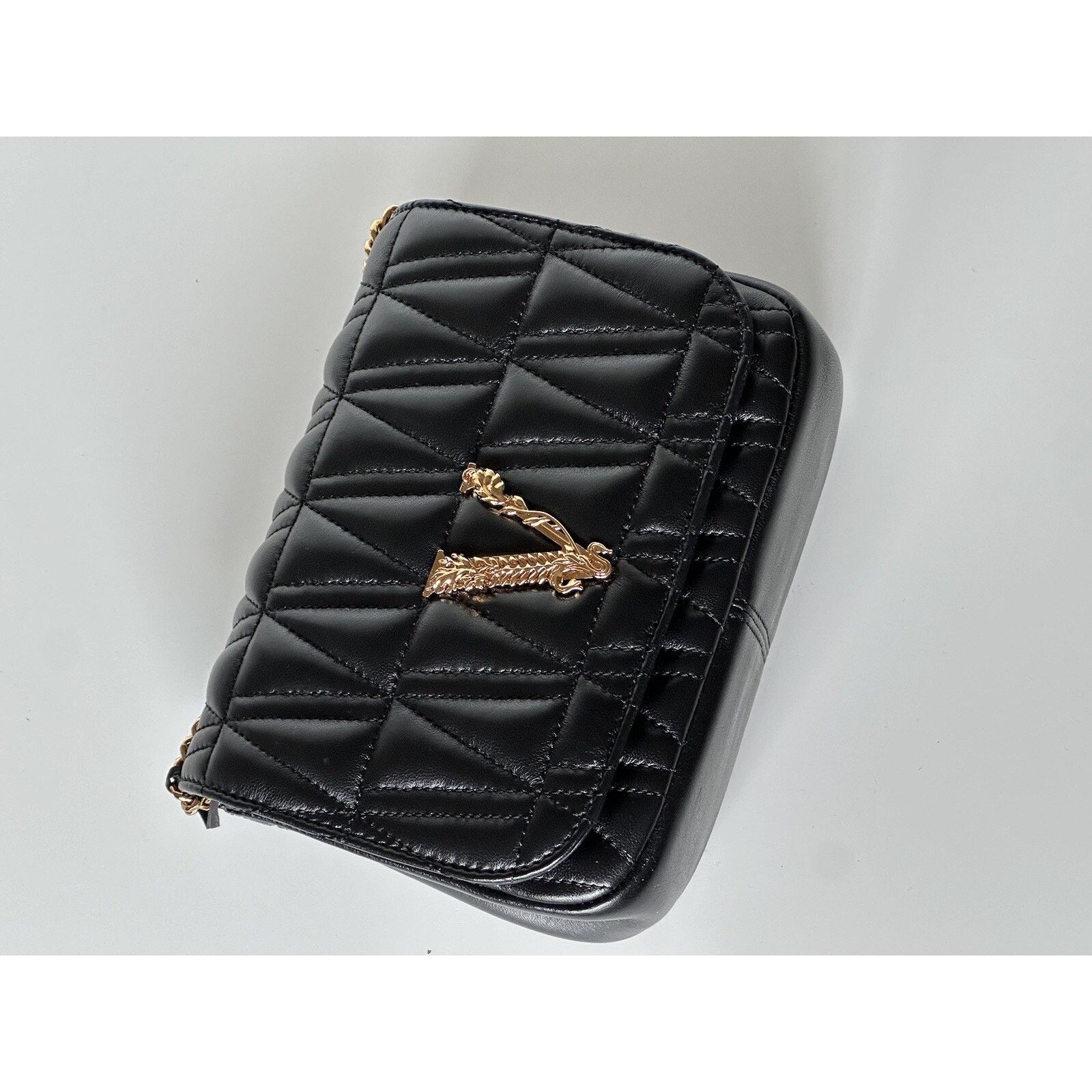Versace Versace Virtus Quilted Leather Black Crossbody Bag DBFH821 Size ONE SIZE - 7 Thumbnail