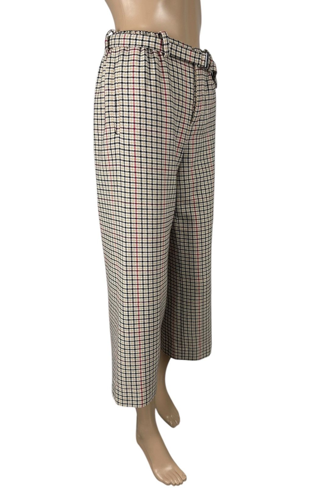 Maje Maje Poldi Plaid Wide Leg Cropped Pants Cotton-Wool size 34 Size 25" / US 0 / IT 36 - 3 Thumbnail