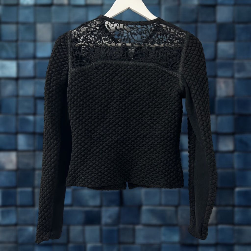 Rebecca Taylor Womens Rebecca Taylor Jacket Black Wool Tweed Quilted ZipUp Moto Size 2 Long Sleeve Pocketed Regular Fit Size XS / US 0-2 / IT 36-38 - 1 Thumbnail