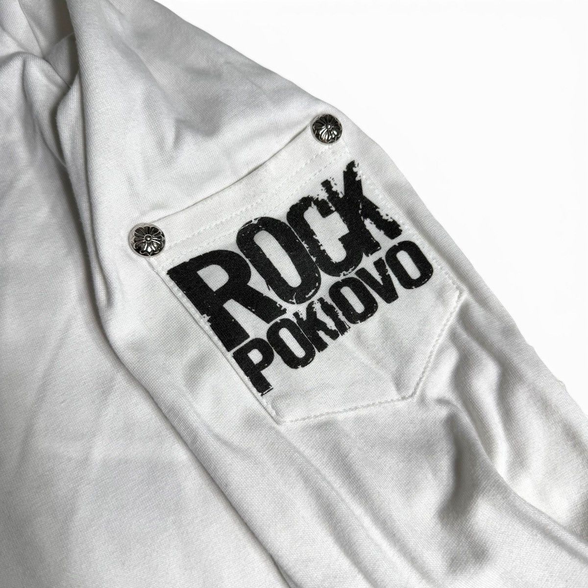 Other Graphic White Long Sleeve Tee w/ Pocket + Cross Button Cuffs Size M / US 6-8 / IT 42-44 - 5 Thumbnail