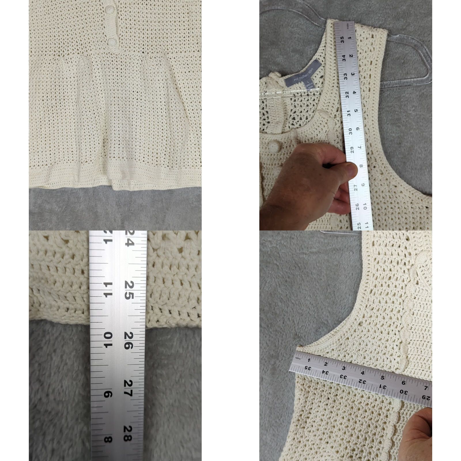Vintage ny Collection Tank Top Womens L Ivory Crochet Festival Hippie Beach Boho Tank Womens L Ivory Crochet Camisole Hippie Beach Boho 90s Theme Conducts: Size L / US 10 / IT 46 - 8 Thumbnail