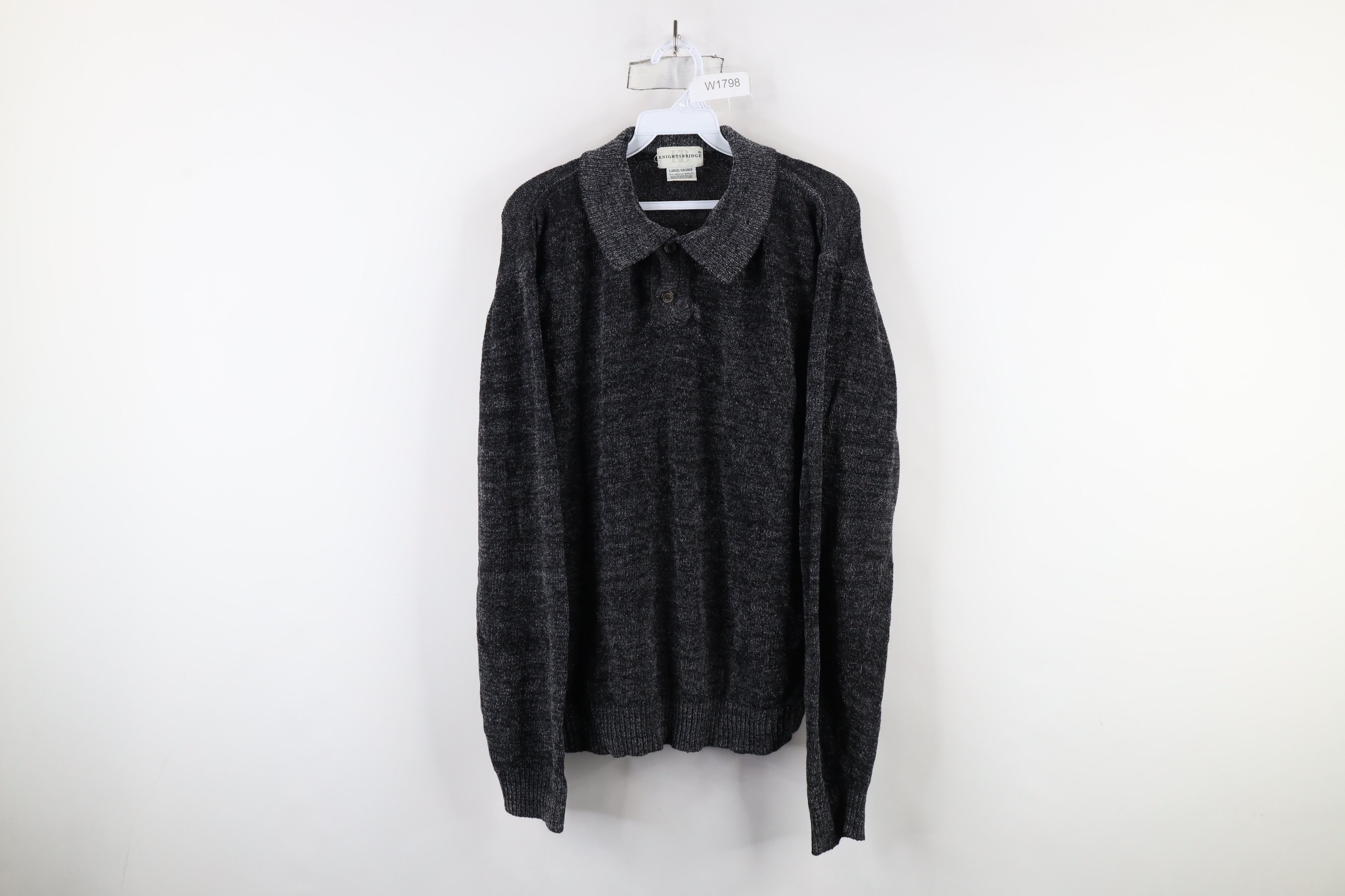 Vintage Vintage 90s Streetwear Fleece Collared Pullover Sweater Gray Size US L / EU 52-54 / 3 - 1 Thumbnail