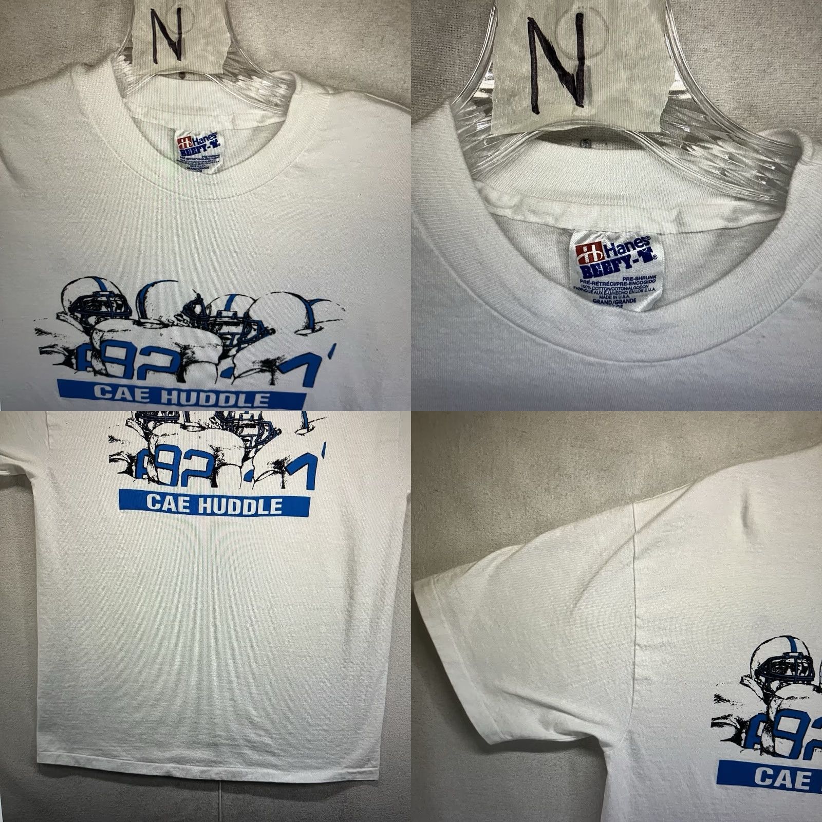 Hanes VINTAGE Hanes T-Shirt Men Large White 1990s Single Stitch Crewneck Short Sleeve Football Graphic Retro 90s Sports Limited Edition Size US L / EU 52-54 / 3 - 8 Thumbnail
