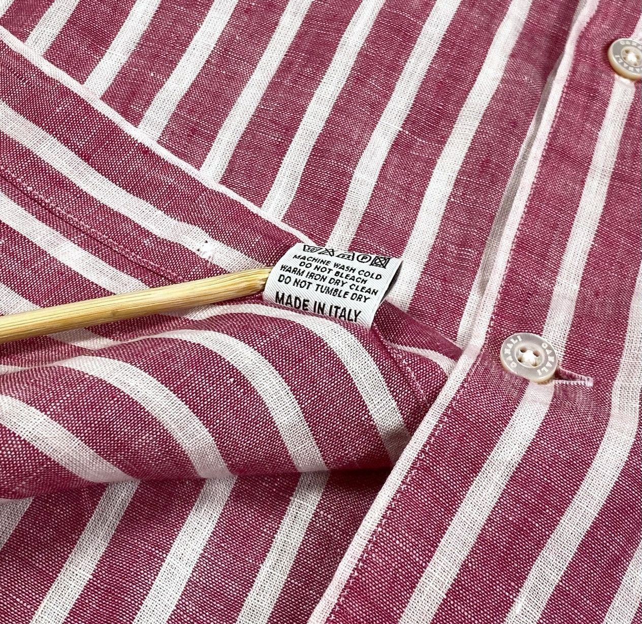 Canali Men's CANALI Linen Pink Striped Short Sleve Shirt Size 2XL Size US XXL / EU 58 / 5 - 14 Thumbnail