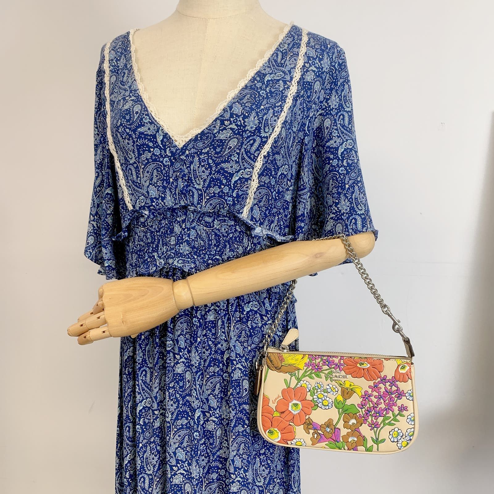 image of Coach Cr365 Nolita 19 With Floral Print In Ivory Multi in Cream, Women's