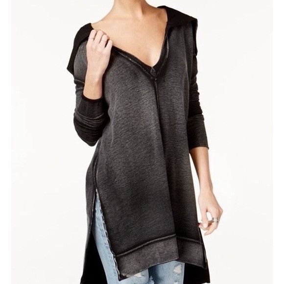 Free People RARE Free People Distressed Green V-Neck Hooded Tunic S | Bo Size S / US 4 / IT 40 - 14 Thumbnail