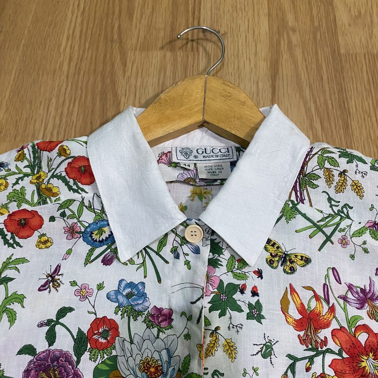 Gucci Vintage Gucci Floral Linen Shirt Women Size M / US 6-8 / IT 42-44 - 3 Thumbnail