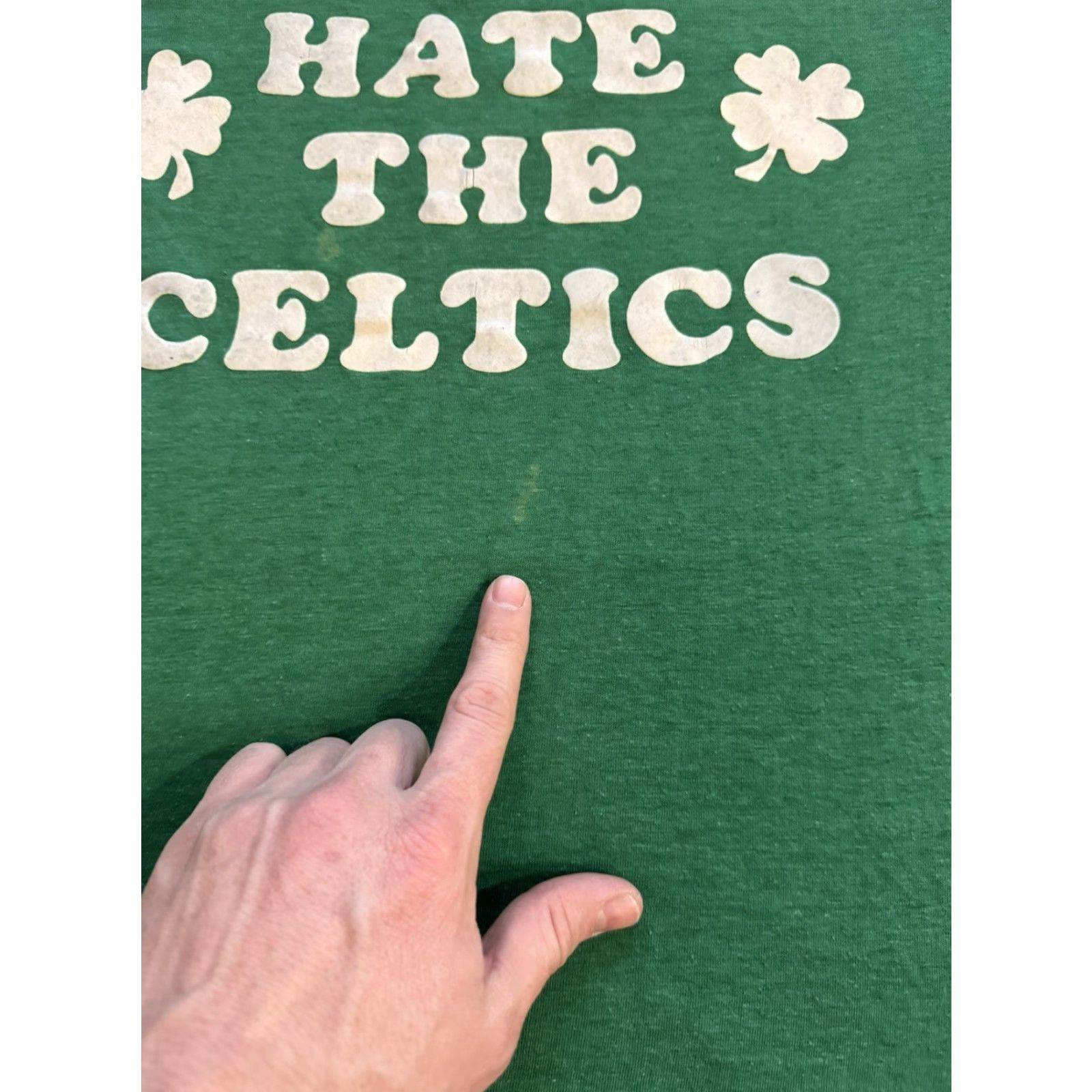 NBA VINTAGE 80s I Hate The Boston Celtics Flock Print T Shirt Sz Medium Lakers NBA Shirt Mens Green 80s Logo Crew Neck Short Sleeve Cotton Polyester Size US M / EU 48-50 / 2 - 3 Thumbnail