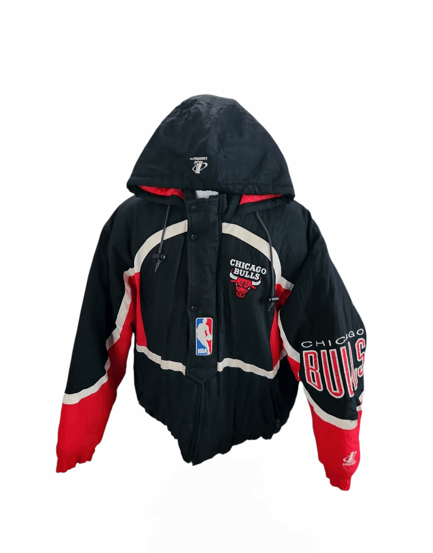 Logo Athletic × Vintage Vintage 90s Chicago Bulls Jacket Puffer Hooded Logo Athletic Size US XL / EU 56 / 4 - 1 Thumbnail