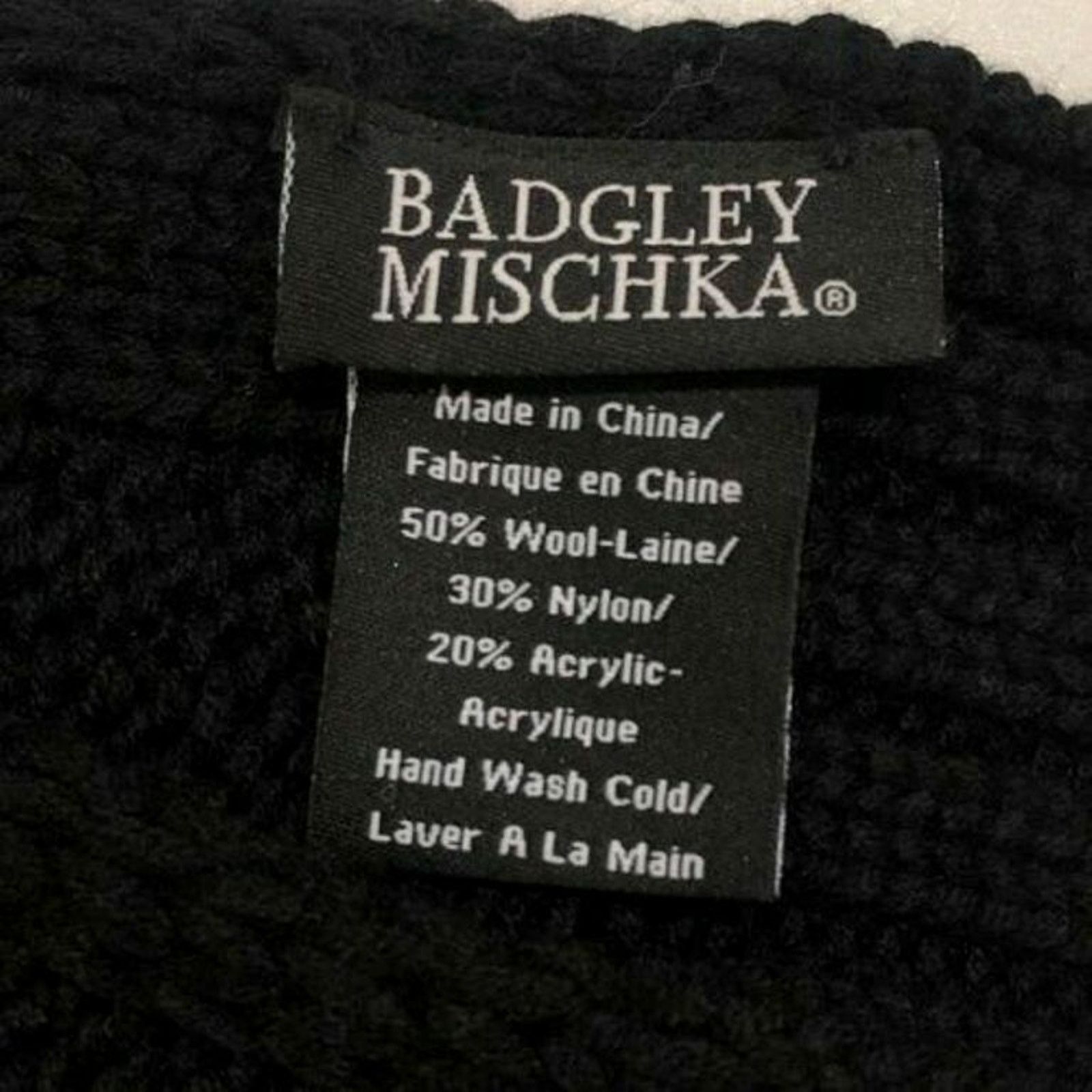 Badgley Mischka Badgley Mischka Wool Pearl Embellished Knit Classic Scarf Size ONE SIZE - 3 Thumbnail